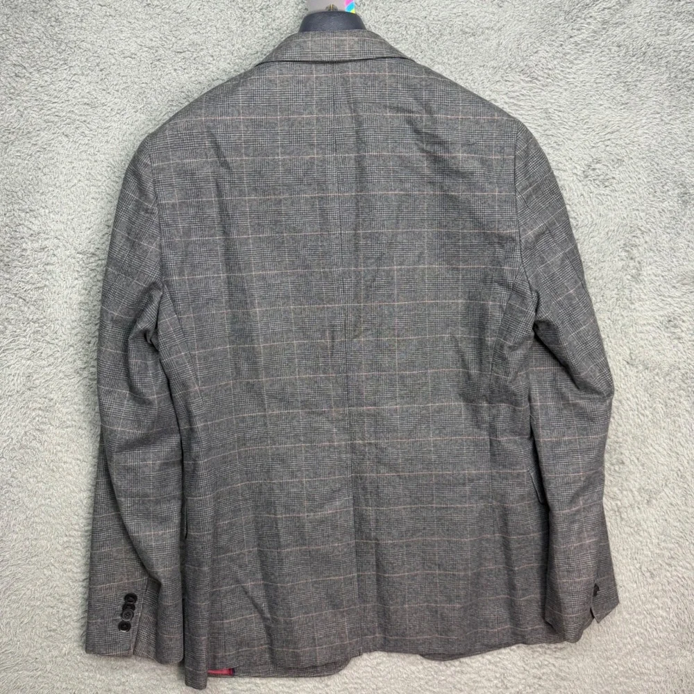Banana Republic Blazer Mens 38R Grey Plaid Tailored Fit Cotton Sport Coat